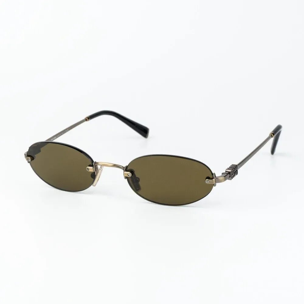 Miu Miu Women Sunglasses Old Gold Brown Oval MUA54S 26C09Z NEW AUTHENTIC